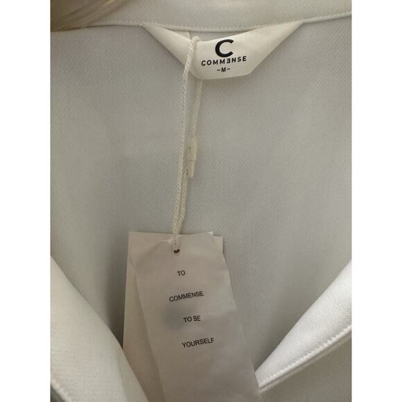 NWT Commense Womens Collared Cuffed Sleeve Button Wrap Short Dress White Medium - Picture 7 of 10